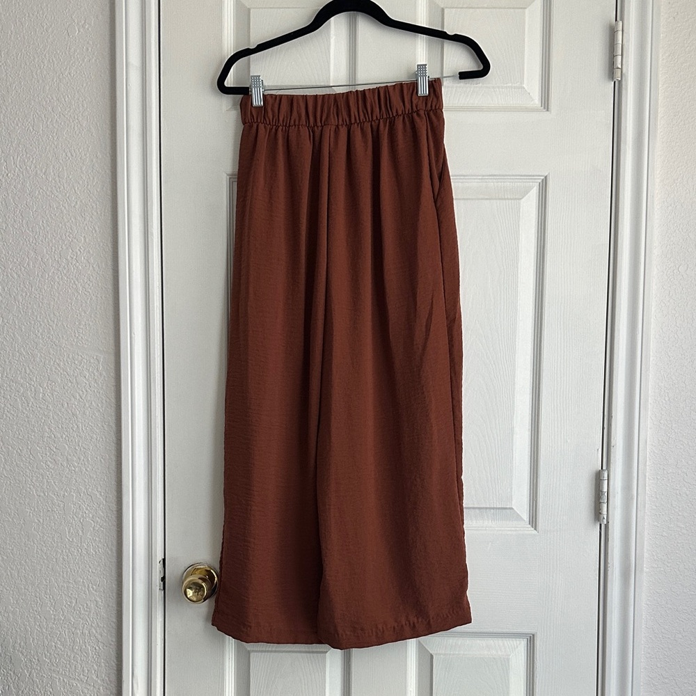 H&M Wide Leg Pants in Rust Brown